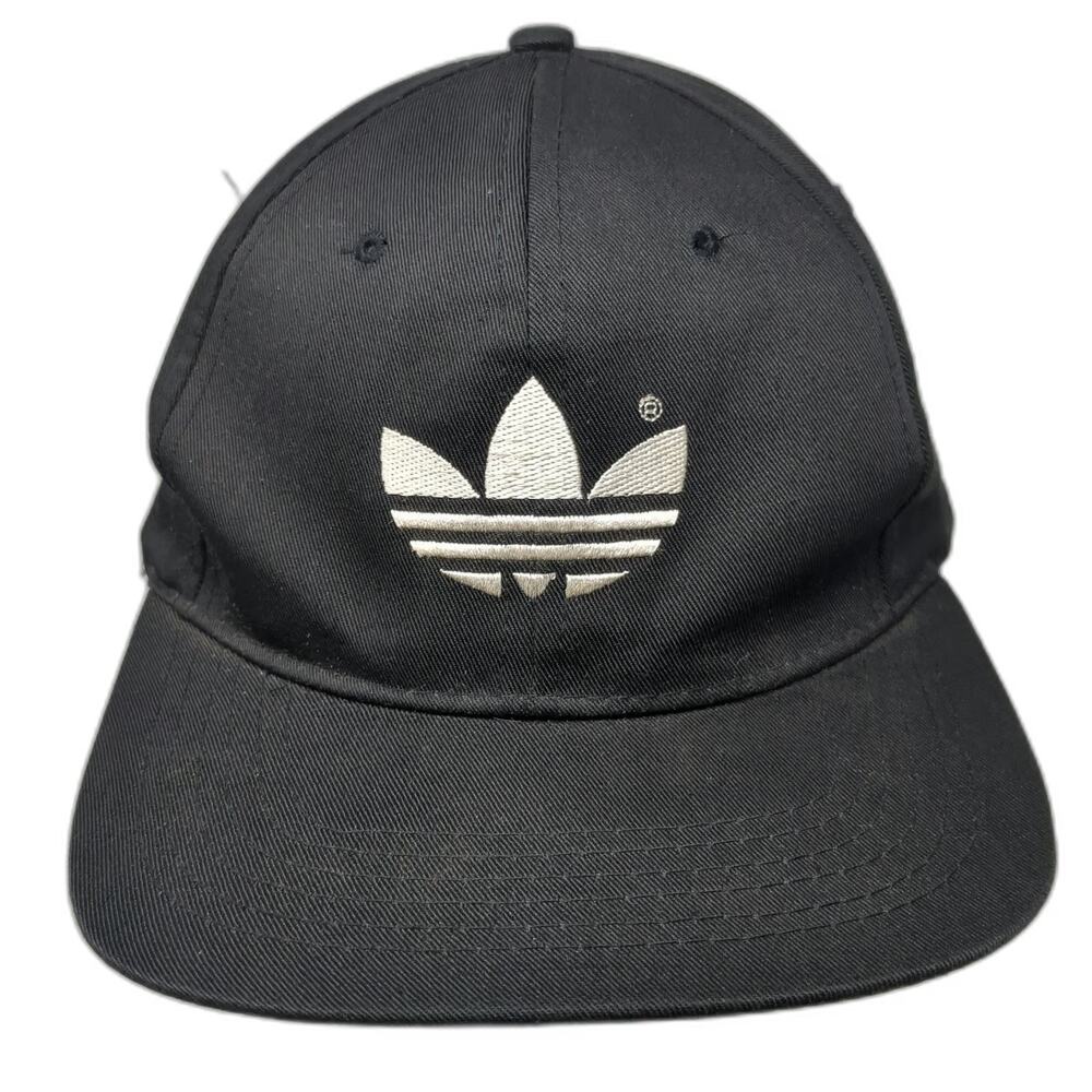 Adidas Baseball Cap Black White One Size Embroidered Trefoil Logo Adjustable Hat